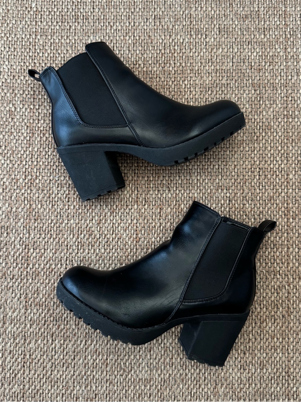 Black ankle boots with chunky heel